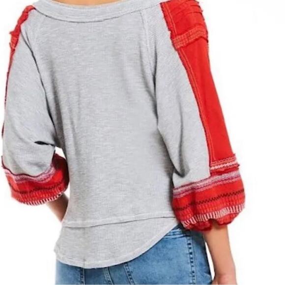 Free People We The Free Thermal Embroidered Bubble Sleeve top Medium - Picture 5 of 11